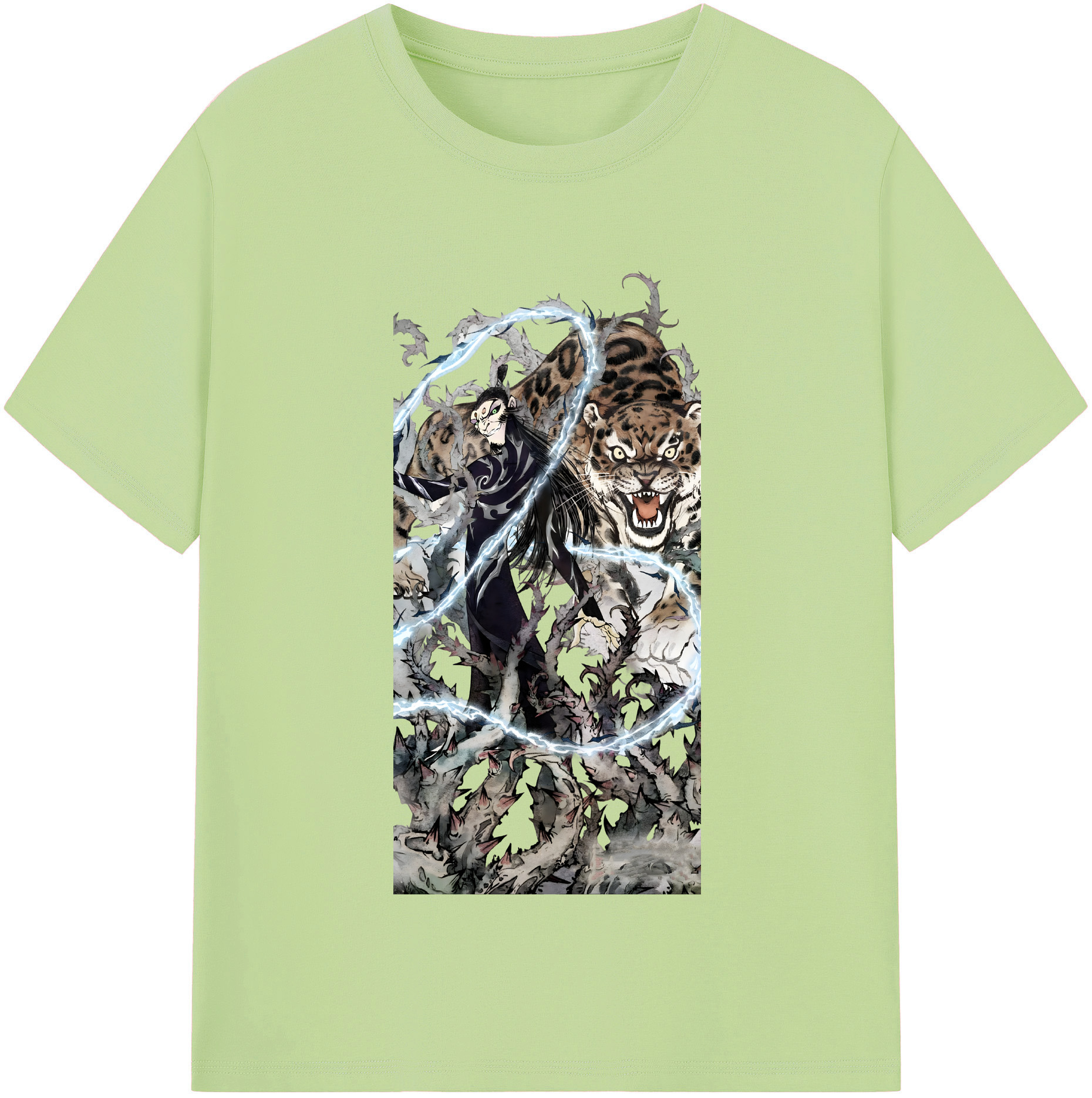 （画像用） Ne Zha 2 ナタ 魔童の大暴れ 綿100％半袖Tシャツ（フロントプリント）